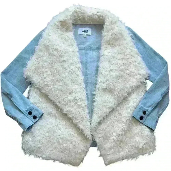 Jack by BB Dakota Jackets & Blazers - Jack by BB Dakota Faux Fur Open Jean Jacket
